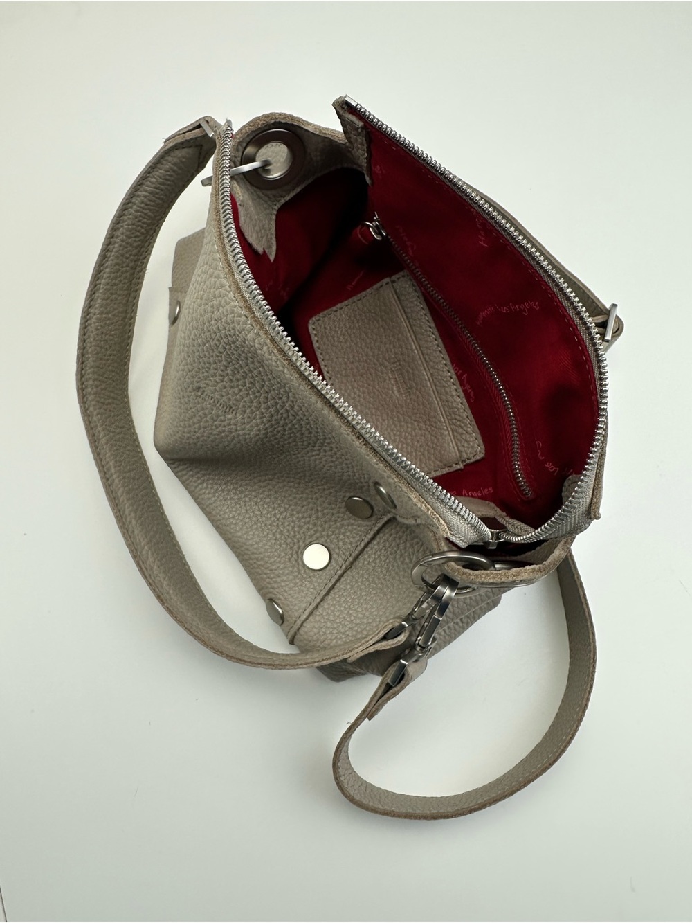 Hammitt Bryant Medium Pewter Pebble Leather Shoulder Bag Brushed Silver Hardware - Picture 10 of 12